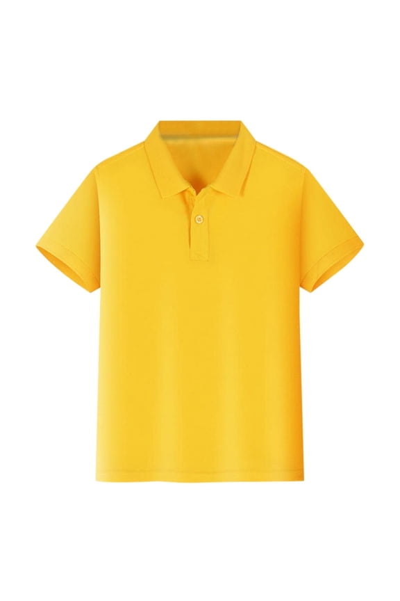 Kids School Uniform Polo Shirt, Self-Collar, Open Sleeves, 100% Cotton, Short Sleeve, Sizes 4Y-12Y