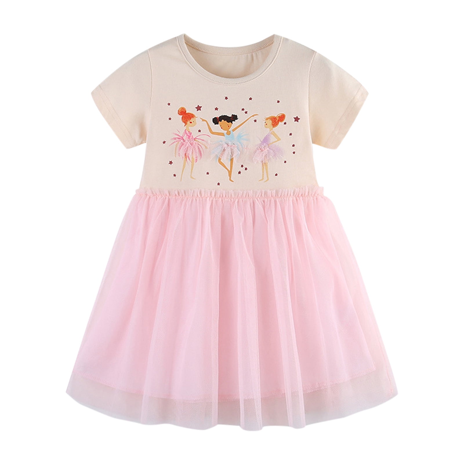 LIhncine Girls Dress,Toddler Girls Short Sleeve Prints Dress Dance