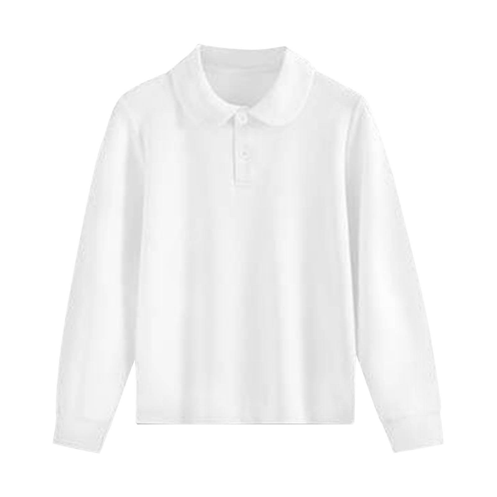 LIhncine Girls' Long Sleeve Polo Shirt School Uniform Interlock Polo
