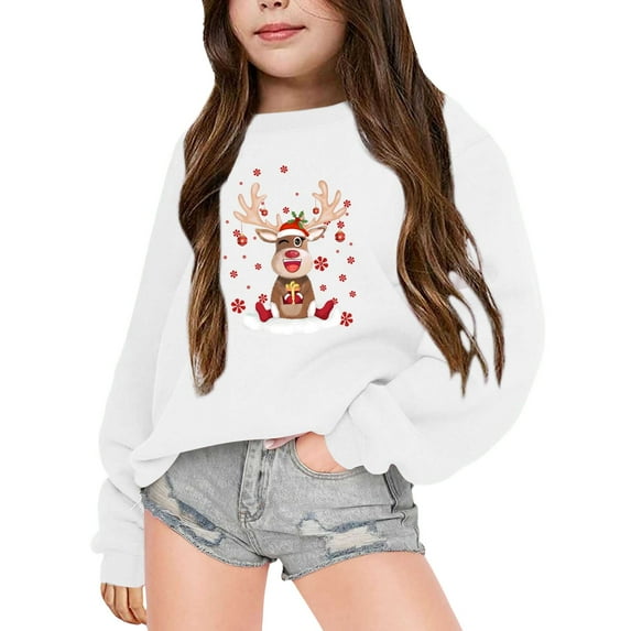 LIhncine Girls Oversized Crewneck Sweatshirts Kids Fashion Drop Shoulder Pullover 5-14 Years