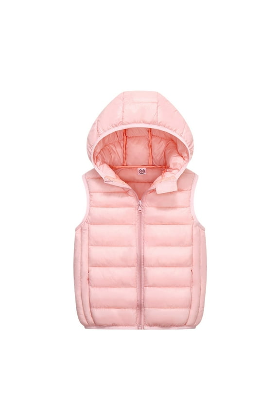 Boys Girls Puffer Down Vest Kids Hooded Zip Sleeveless Jacket Winter Coat, Sizes 4T-15Y