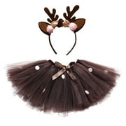 LIhncine Girls Tutu Skirt Tulle Ballet Skirts Princess Tutu for Toddler Baby Kids Christmas Birthday 3-8T(Brown,5-6 Years)