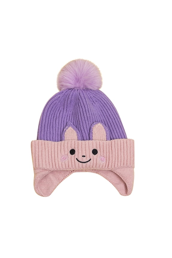 LIhncine Little Girls Winter Sequin Unicorn Beanie Hat with Pompom Knit Cap for Kids Baby Toddler