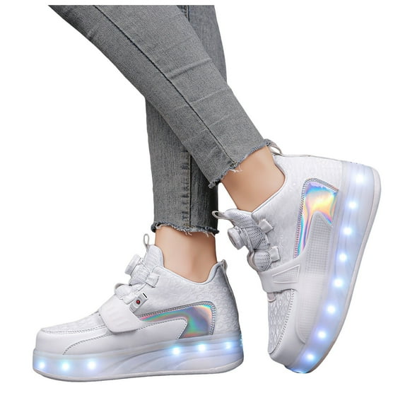 LIhncine Roller Skate Shoes for Boys and Girls Kids LED Light Up Fashion Sneakers with Rechargeable and Detachable Wheels The Gift for Party Birthday Christmas Day