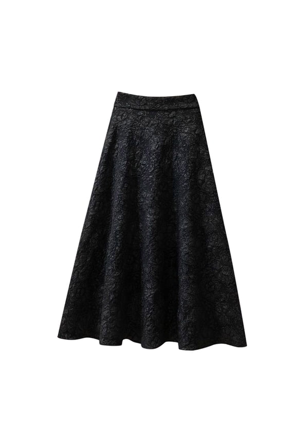 Skirts for Women Womens Flower Jacquard High Waist Skirt Midi Swing Skirt Athletic Skirts Women,Black