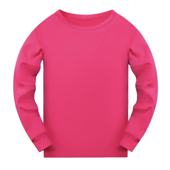 LIhncine Teen Girl T Shirts,Toddler Boys Girls Long Sleeve Solid Prints Nightwear T Shirt Tops,Tops for Girls (Hot Pink,5-6 Years)