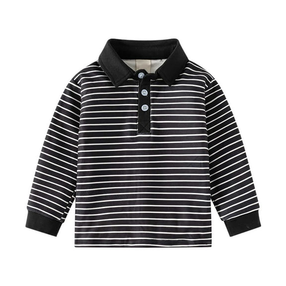 LIhncine Toddler Boys Girls Long Sleeve Striped Polo Shirt - Kids' Casual Top for Baby Boys and Girls,Size 12-18 Months