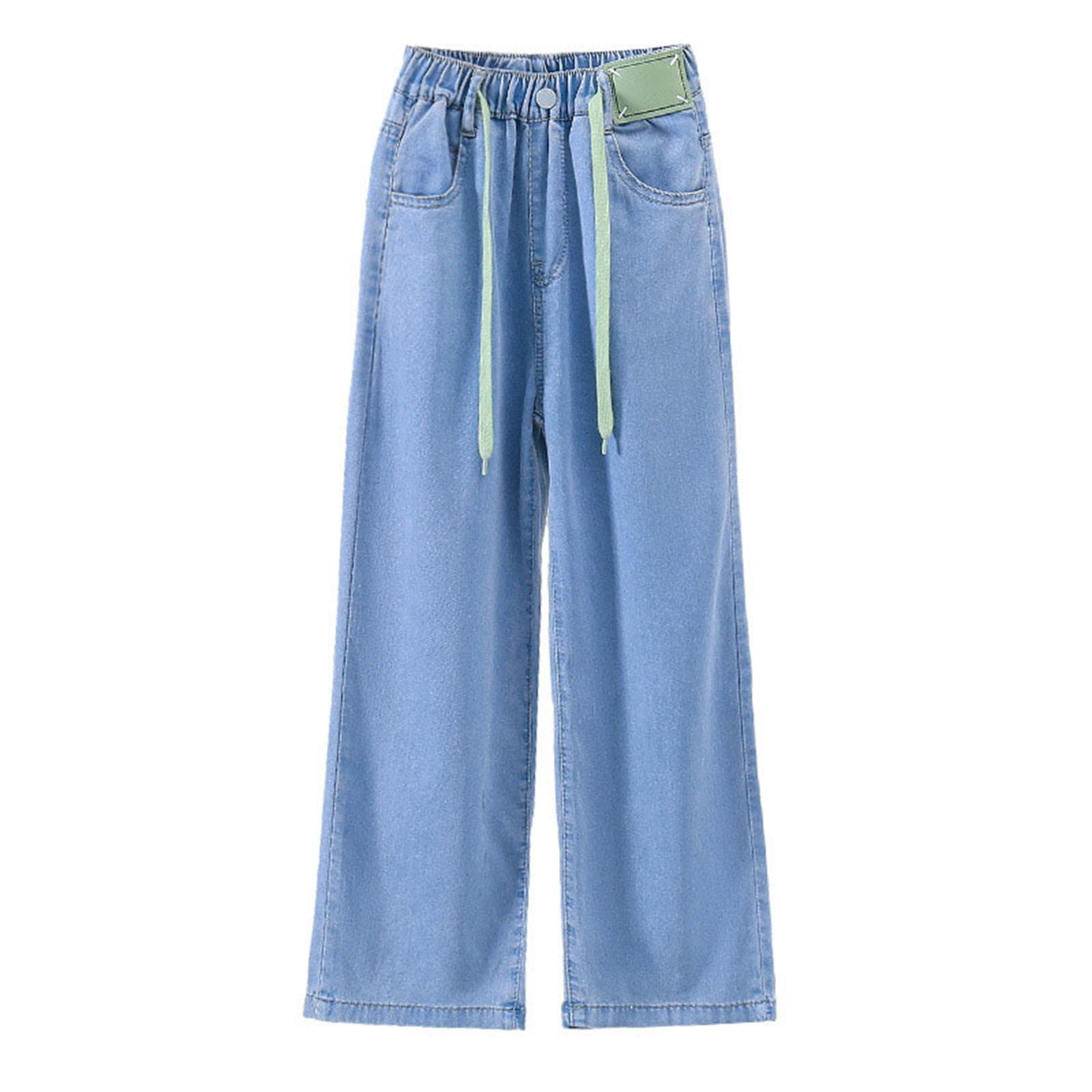 パンツ pan denim baggy roll pants edit for lulu LIhncine Wide Leg Jeans for Girls Elastic High Waisted Pull
