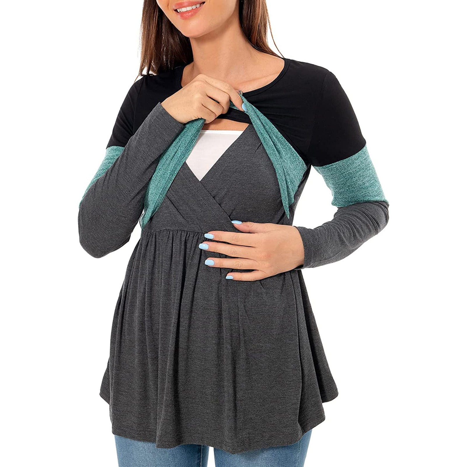 Ekouaer Women's Maternity Nursing Tank Top - Easy Breastfeeding Shirt For Pregnancy & Postpartum