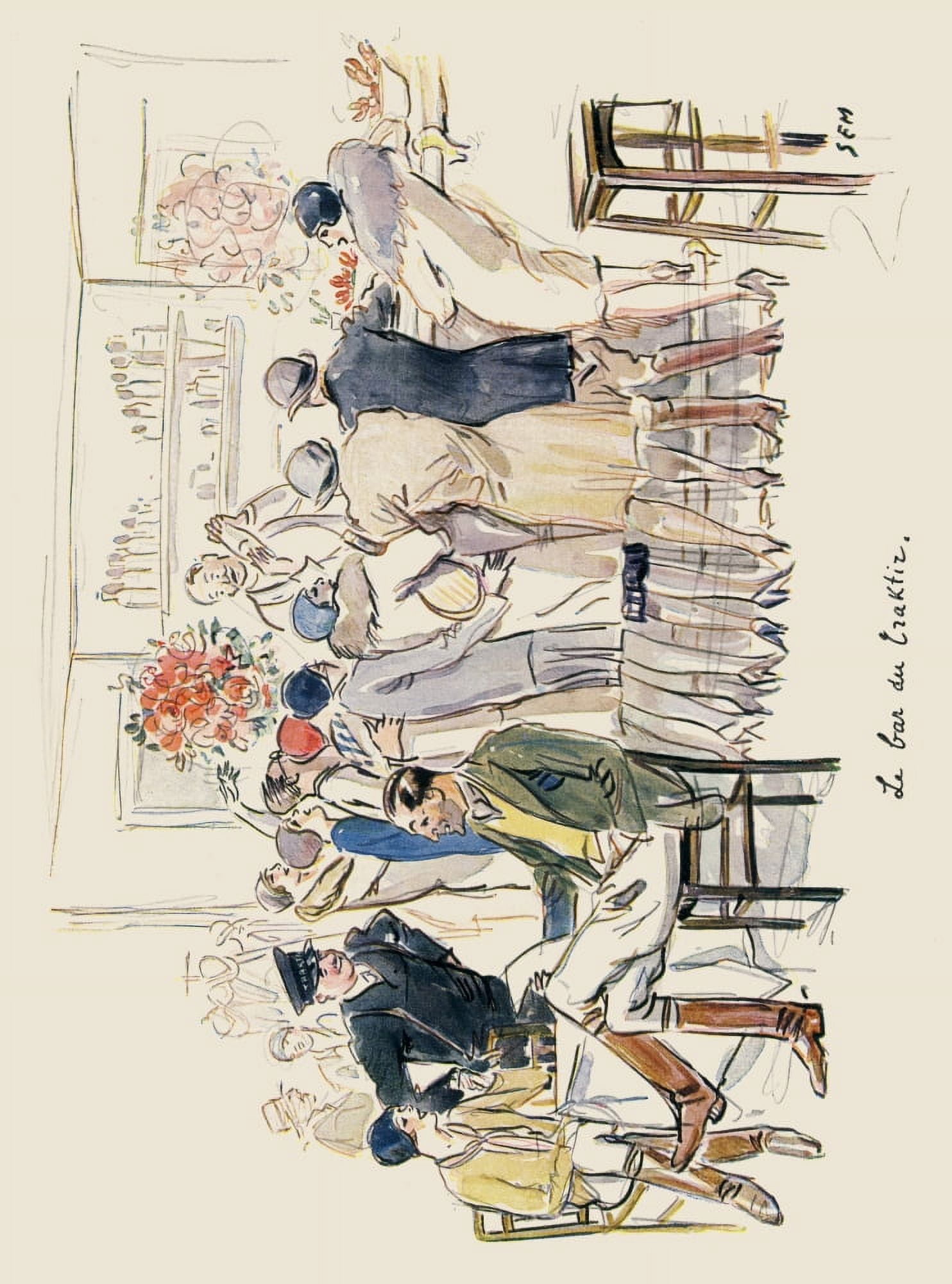 LIllustration 1929 Le Bar de Traktir Canvas Art - Georges Goursat (18 x 24)