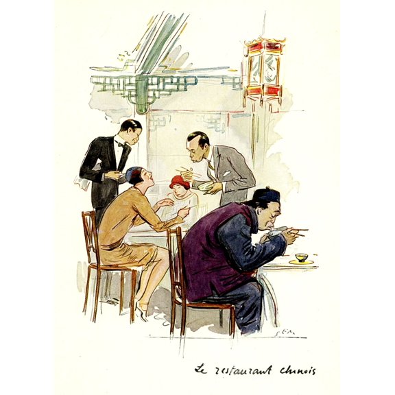 LIllustration 1929 Le Restaurant Chinois Canvas Art - Georges Goursat (24 x 36)
