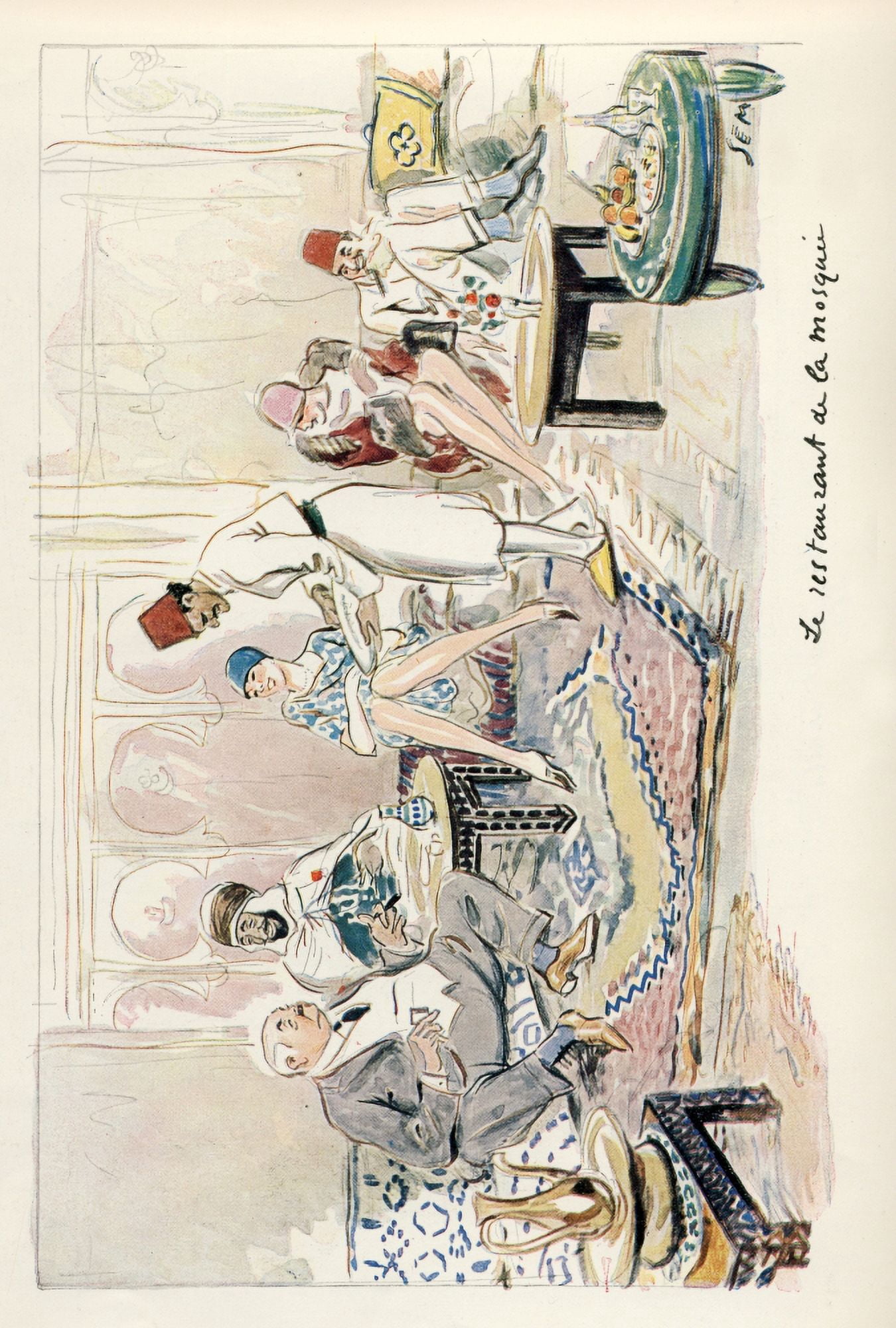 LIllustration 1929 Le Restaurant de la Mosque Canvas Art - Georges Goursat (24 x 36)