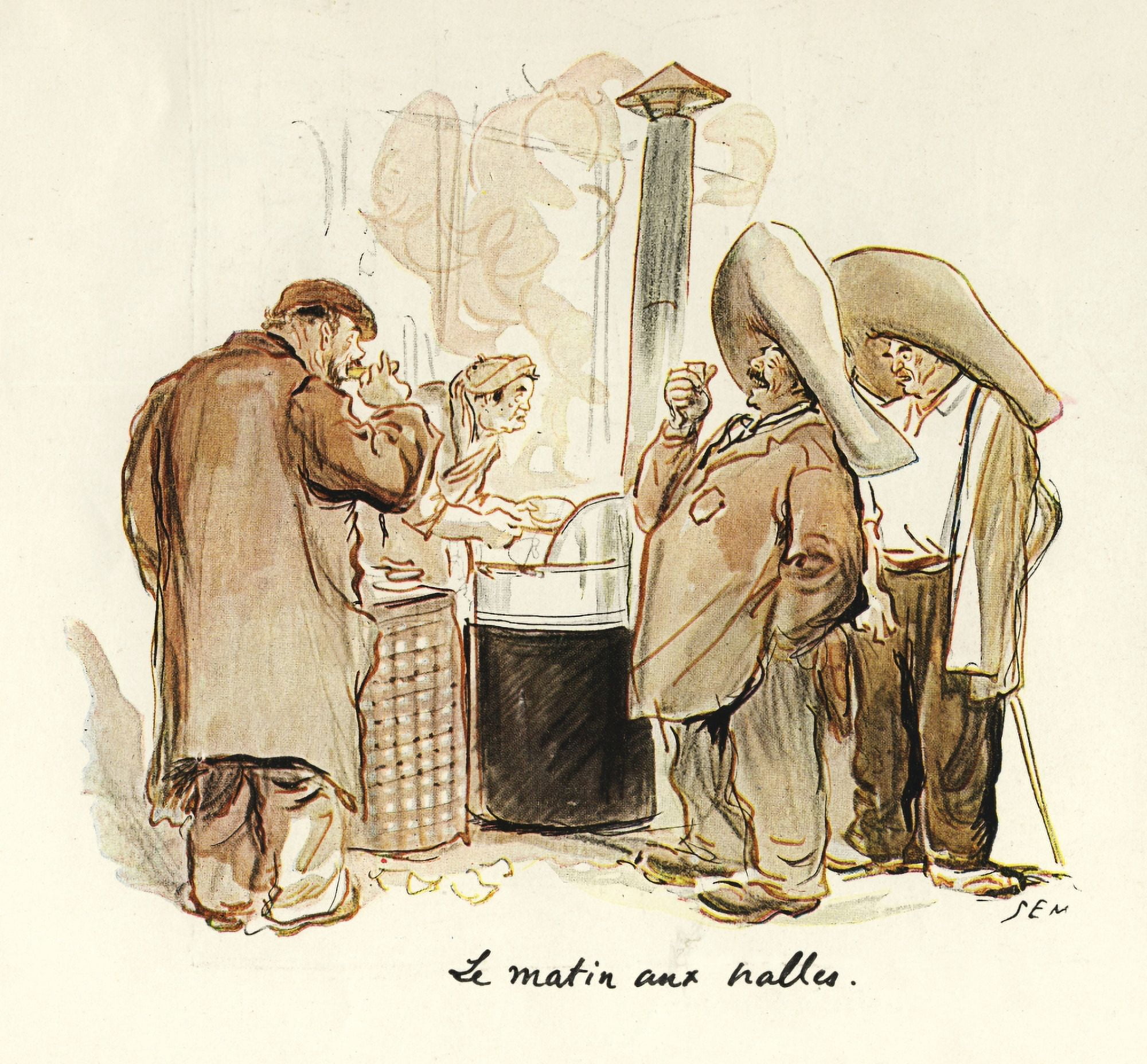 LIllustration 1929 Le matin aux halles Canvas Art - Georges Goursat (18 x 24)