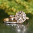 thumbnail image 1 of LImited Time Sale 1.50 carat Round Cut Morganite and Diamond Halo Bridal Set in Rose Gold: Bestselling Design Under Dollar 500, 1 of 3