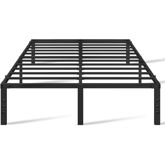 LInyy 18 Inch Tall Metal Bed Frame Queen Platform Bed Frame with Storage Space,Sturdy Slat Support,Easy Assembly,No Box Spring Needed,Black