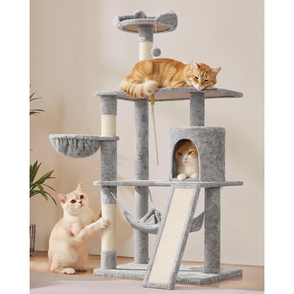LInyy 63.5in Multi-Level Cat Tree Tower Condo with Scratching Posts, Platform & Hammock, Cat Activity Center Play Furniture for Kittens, Cats, and Pets