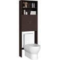 thumbnail image 1 of LInyy Over The Toilet Storage, Taller Bathroom Organizer Space-Saving Storage Cabinet with Adjustable Shelves and Double Doors, 77 in H, Espresso, 1 of 9