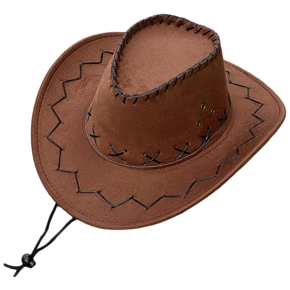 LIspipm Cowboy Hat for Women Men Western Wide Shapeable Brim Sun Hats Classic Cattleman Vintage Caps with Adjustable strap Brown 54