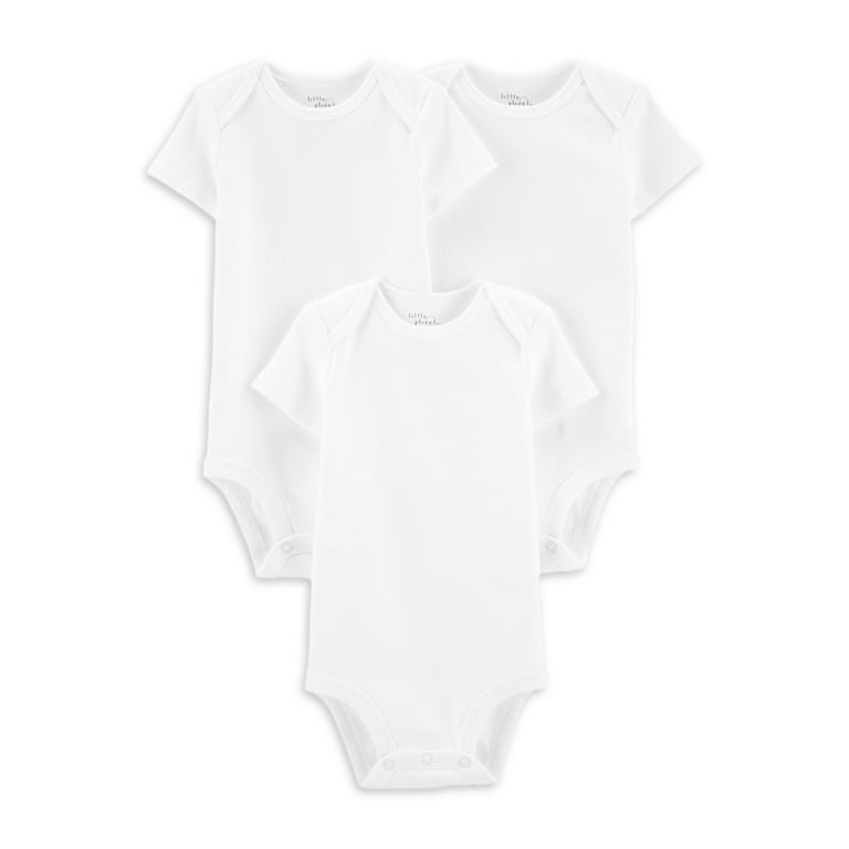 LIttle Planet by Carter's Baby Boy or Girl Gender Neutral White Short  Sleeve Bodysuits, 3-Pack 