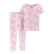 LIttle Planet by Carter's Toddler Girls Snug Fit Organic Cotton Short Sleeve Pajamas, 2-Piece PJ Set (2T-5T)