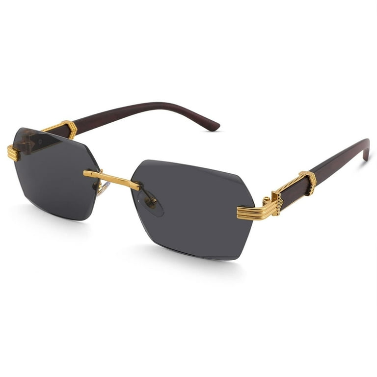 LJ Fashion Rimless Frameless Sunglasses for Women Men Retro Sun