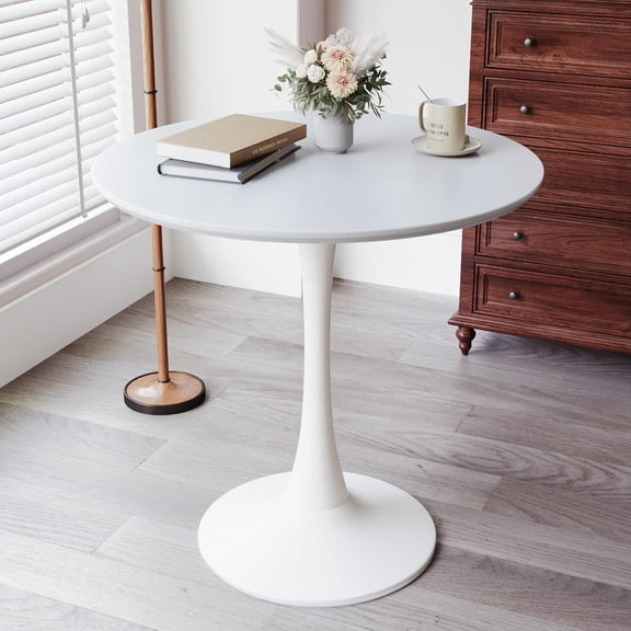 LJAN 31.5" Tulip Table, Small Round Dining Table with Thickened Tabletop & Metal Pedestal, Bistro Tables for Small Spaces Kitchen Dining Room Living Room