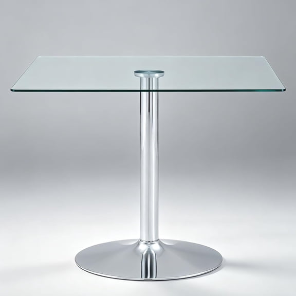 LJAN 38.5 Inch Square Glass Dining Table for 2-4 People, Modern Mid-Century Tulip Table with Metal Pedestal Base, Tempered Clear Glass Top Kitchen Table for Small Space Apartment