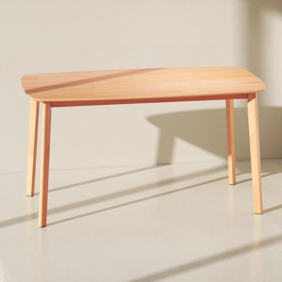 LJAN 59" Sturdy Scratch Resistant Dining Table, Kitchen Table with Round Corner, Dinner Table with Spacious Top for Dining and Gathering Spaces, Natural