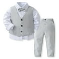 thumbnail image 1 of LJEFF 4PC Boys Formal Shirts with Pocket, Spring and Fall School Uniform Long Sleeve Button-Up Ceremonial Attire for Children Gray Size 7-8 T, 1 of 8