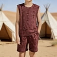 thumbnail image 1 of LJEFF Boy 2PC Distressed Tank Top Short Set, Breathable Loose Lightweight Pocket Ripped 2PC Short Set Red Size 8, 1 of 8