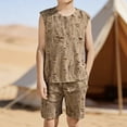thumbnail image 1 of LJEFF Boy 2PC Distressed Tank Top Short Set, Breathable Pocket Loose Lightweight Ripped 2PC Short Set Khaki Size 5, 1 of 8