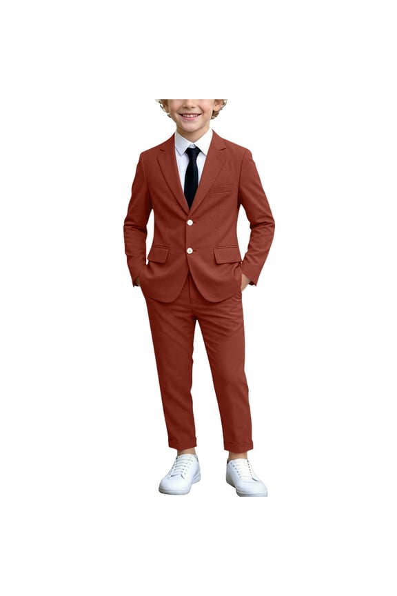 Boys 3 PC Formal Suit Set, Button Wrinkle Custom Fit Delicate School Season Set Red Size 4 T