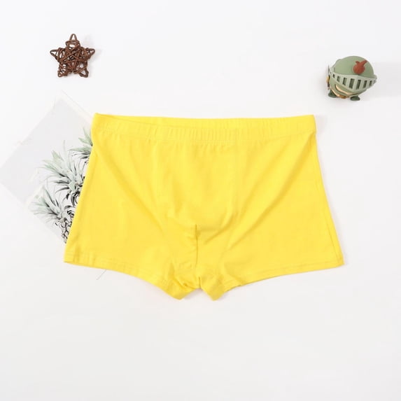 LJEFF Boys Cotton Boxer Briefs, Elasticity Breathability Solid Color Comfort Kids Underwear Boys Yellow Size 12-14
