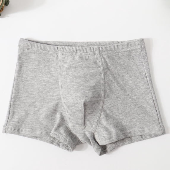 LJEFF Boys Cotton Boxer Briefs, Solid Color Breathability Comfort Elasticity Kids Underwear Boys Gray Size 5-6