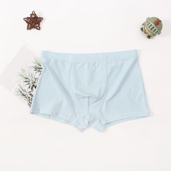LJEFF Boys Cotton Boxer Briefs, Solid Color Elasticity Comfort Breathability Kids Underwear Boys Light Blue Size 7-10