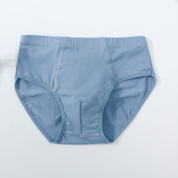 LJEFF Boys Cotton Briefs, Elasticity Solid Color Comfort Breathability Kids Underwear Boys Blue Size M