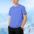 thumbnail image 1 of LJEFF Boys Moisture-Wicking Crew Neck T-Shirt, Quick Dry Soft Lightweight Breathable Athletic Kids Active Top Blue Size 6, 1 of 7