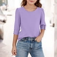 thumbnail image 1 of LJEFF Girl 3/4 Sleeve T-Shirt, Fashion Crew Neck Spring Solid Color Casual Tops for Girls Purple Size 6, 1 of 8