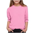 thumbnail image 1 of LJEFF Girl 3/4 Sleeve T-Shirt, Ribbed Spring Solid Color Crew Neck Casual Tops for Girls Pink Size 4, 1 of 6