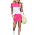 thumbnail image 1 of LJEFF Girls Color Block T-Shirt & Skort Set, Short Sleeve Comfortable Soft Elastic Waist Casual 2PC Outfit Hot Pink Size 10 Years, 1 of 9