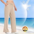 thumbnail image 1 of LJEFF Girls Drawstring Trousers, Casual Baggy Lightweight Comfort Elastic Waist Summer Beach Pants Beige Size 6, 1 of 7