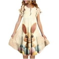 thumbnail image 1 of LJEFF Girls Dress with Pocket, Easter Print Crew Neck Short Sleeves Flowy Tiered Skirt Casual Dresses for Kids Multicolor Size 4-5 T, 1 of 5
