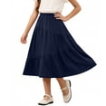 thumbnail image 1 of LJEFF Girls Elastic Waist Tiered Midi Skirt, Pleated A-Line Summer Flowy Breathable Maxi Skirts for Kids Navy Size 14, 1 of 7