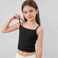 thumbnail image 1 of LJEFF Girls Ribbed Double Strap Camisole Tops, Sleeveless Breathable Stretchy Soft Tank Tops for Kids Toddler Summer Black Size 12 T, 1 of 9