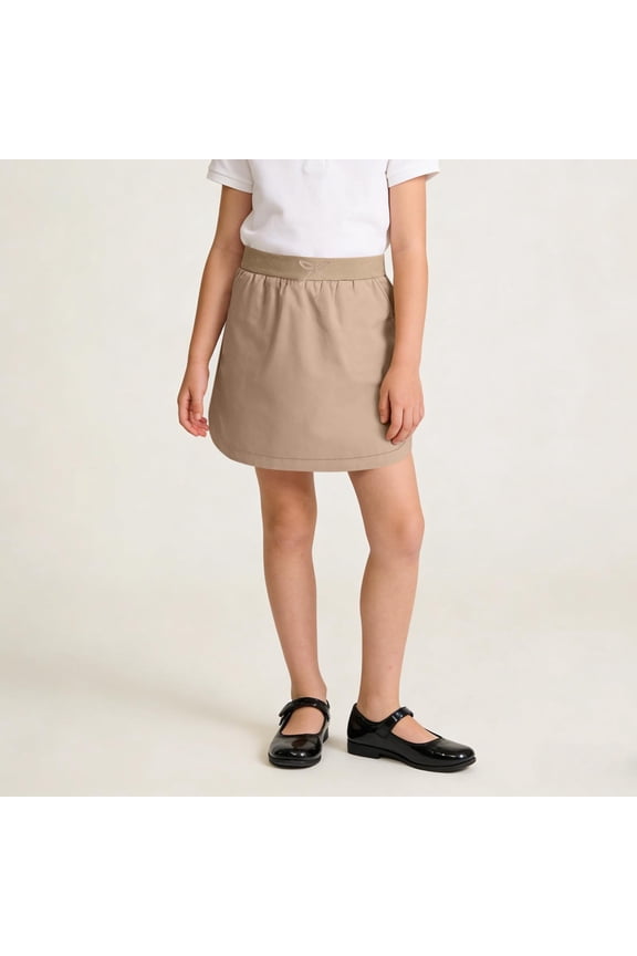 Girls Skorts with Shorts, Drawstring Pockets Skirt Casual Summer Elastic Waist Kids School uniforms Khaki Size 6