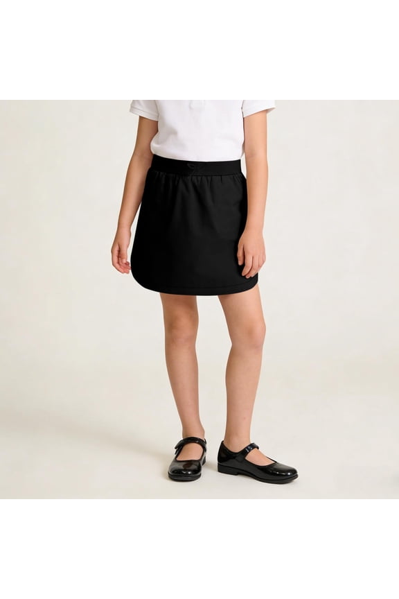 Girls Skorts with Shorts, Summer Casual Drawstring Pockets Skirt Elastic Waist Kids School uniforms Black Size 6