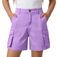 thumbnail image 1 of LJEFF Girls Summer Cargo Shorts, Functional Pockets Drawstring Elastic Waist Stretch Casual Shorts for Kids Purple Size 8 Years, 1 of 7