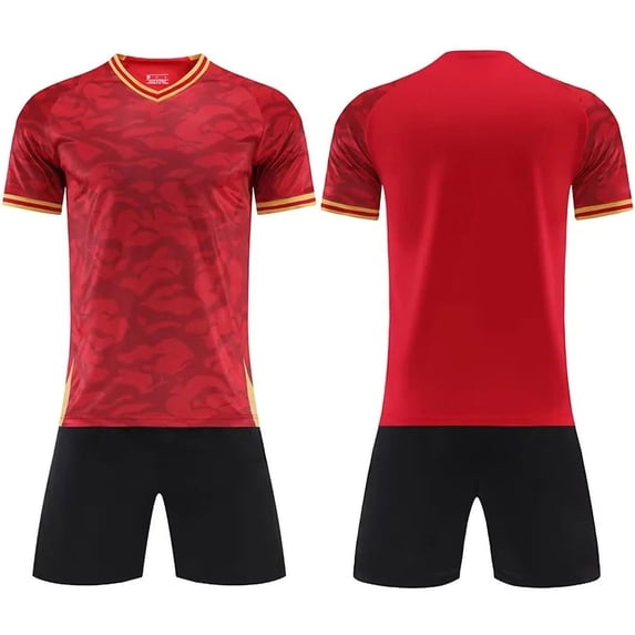 LJEFF Kids 2PC Soccer Uniform Set, Elastic Waist Short Sleeve Quick Dry Summer Boy Sports Outfit Red Size 20