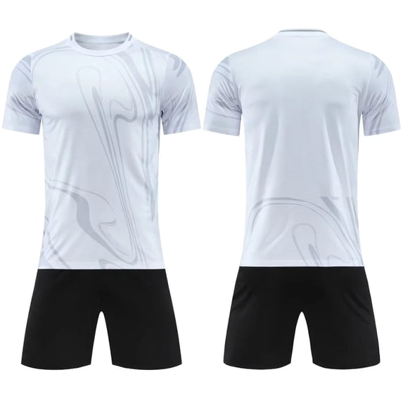 LJEFF Kids 2PC Soccer Uniform Set, Short Sleeve Elastic Waist Summer Quick Dry Boy Sports Outfit White Size 26