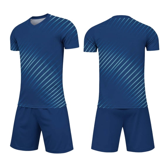 LJEFF Kids 2PC Soccer Uniform Set, Short Sleeve Summer Quick Dry Elastic Waist Boy Sports Outfit Navy Size 13 T